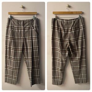 Aritzia Wilfred Light Tannish Pink|Burgundy Wool Blend Plaid Pants EUC Size 6